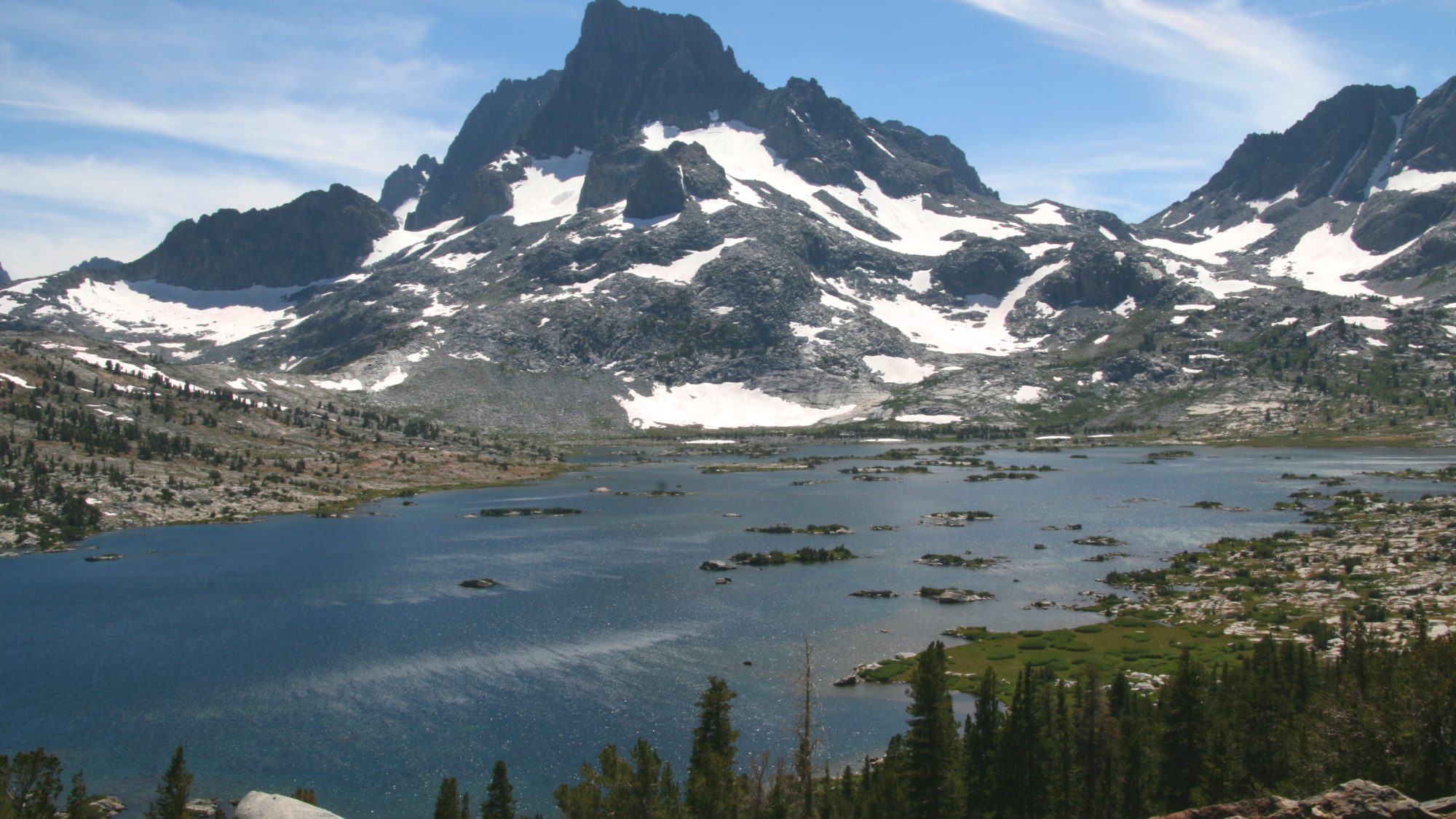 Banner Peak reflected in Thousand Island Lake along the John Muir Trail, Ansel Adams Wilderness, Sierra Nevada, California